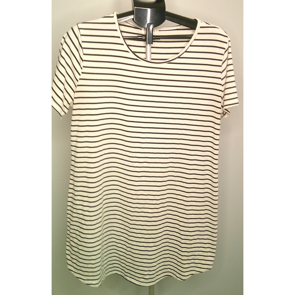 Ours - Women's XXL Short Sleeve T-shirt Dress Black & White Horizontal Stripes